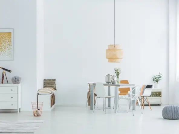 White loft with dining table