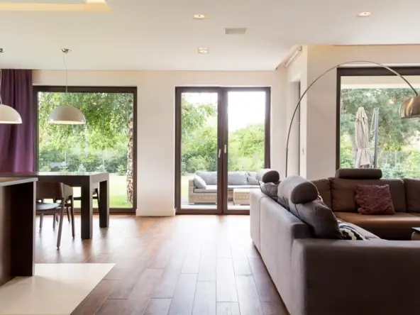 Classically elegant living room with sofa